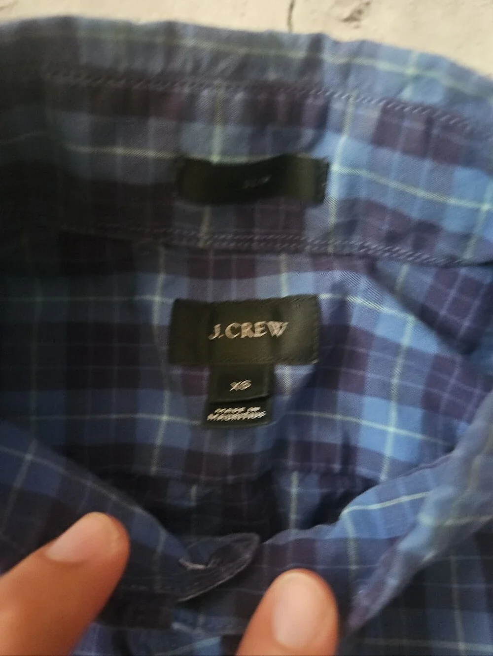 J.crew Slim Fit Blue Plaid Print Button Down Shirt Xs